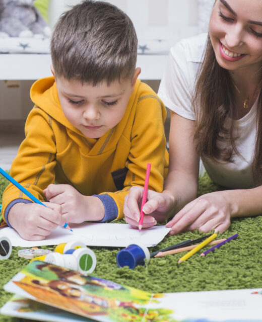 mother son drawing